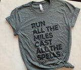 Wizard Run shirt with finisher medal and wand