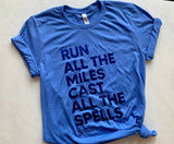 Wizard Run shirt with finisher medal and wand