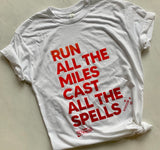 Wizard Run shirt with finisher medal and wand